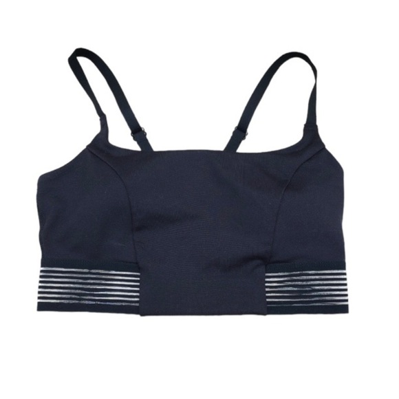 All in Motion Black Racerback Sports Bra Padded Striped Mesh Cutout S - Picture 1 of 5